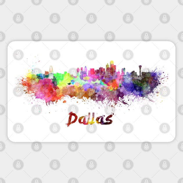 Dallas skyline in watercolor Magnet by PaulrommerArt